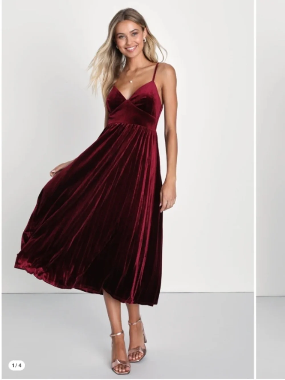 LULUS Sexy Prom Wedding Holiday Elegant Chic Shimmer Velvet Cocktail Midi